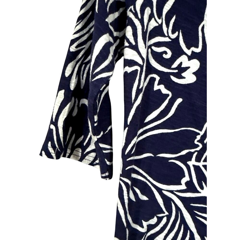 Lilly Pulitzer Top Women’s Small Navy White Floral Cotton Coastal Tee 3/4 Sleeve - Picture 10 of 16